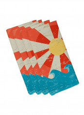 4-Piece Sunbeams Geometric Print Napkin Set Beige/Red/Blue 19x19inch