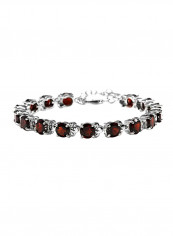 925 Sterling Silver 15.36 Ct Garnet Studded Bracelet