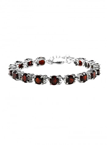 925 Sterling Silver 15.36 Ct Garnet Studded Bracelet