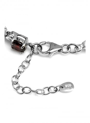 925 Sterling Silver 15.36 Ct Garnet Studded Bracelet