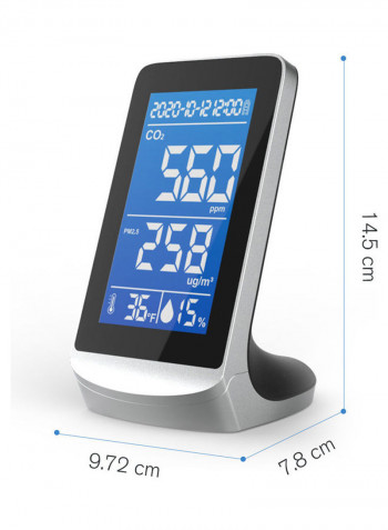 Carbon Dioxide PM2.5 Detector Thermometer And Hygrometer Air Quality Indoor Monitor Black 18.00x9.00x17.00cm