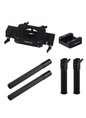 Dual Handle Grip Handheld Bracket Handlebar Kit Black