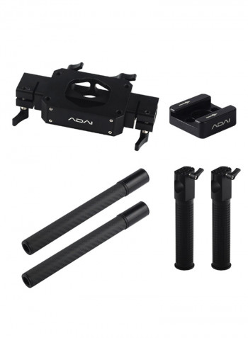 Dual Handle Grip Handheld Bracket Handlebar Kit Black