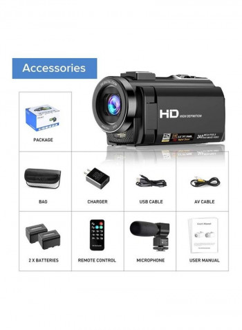 YouTube Vlogging Camera FHD Actinow06 Black