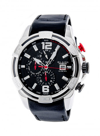 Men's Leather Analog Wrist Watch 3548G1SNN