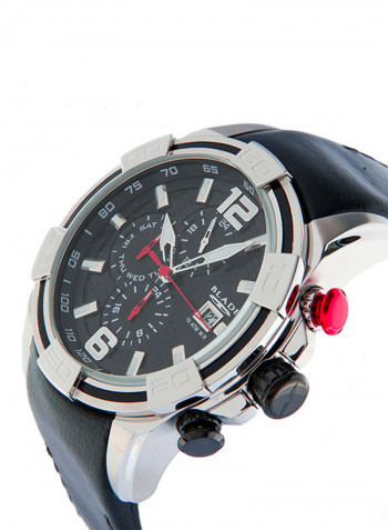 Men's Leather Analog Wrist Watch 3548G1SNN