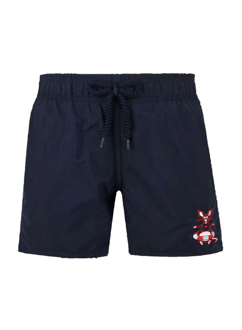 Jim Rat Embroidered Swim Shorts Navy Blue