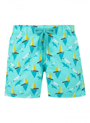 Jim Boats On The Water Printed Swim Shorts Lagoon