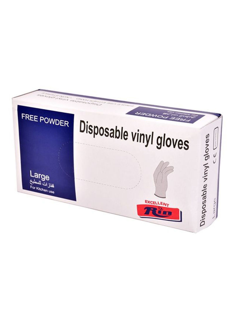 100-Piece Powder Free Disposable Vinyl Gloves Clear Large