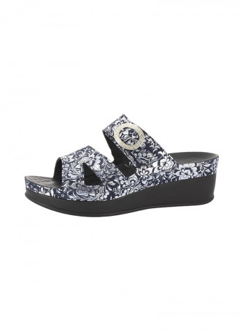 Women Wedge Sandals Blue/Silver