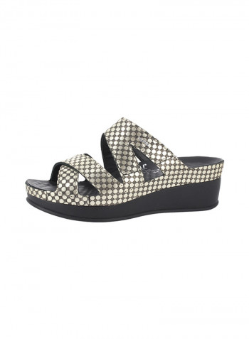 Women Wedge Sandals Silver/Black