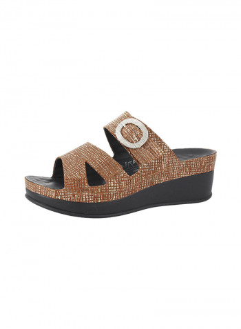 Women Wedge Sandals Brown/Gold