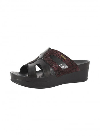 Women Wedge Sandals Black/Pink