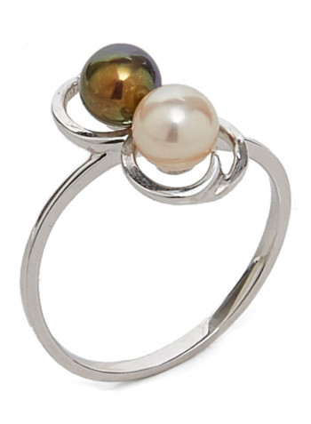 18 Karat White Gold Freshwater Pearl Ring