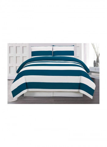 7-Piece Stripe Printed Comforter Set Cobalt