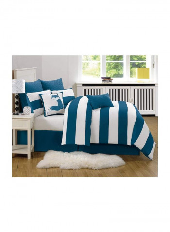 7-Piece Stripe Printed Comforter Set Cobalt