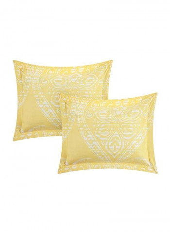 6-Piece Microfiber Comforter Set Yellow/White Twin
