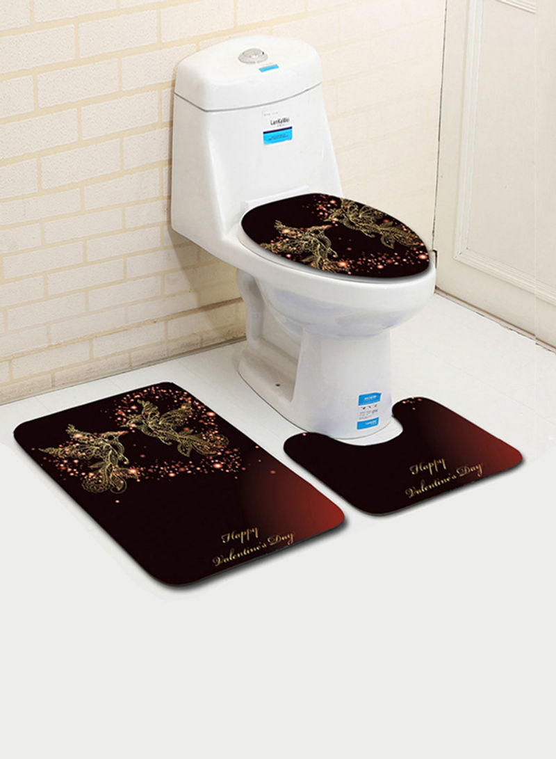 3-Piece Bathroom Toilet Anti-Slip Mat Set Multicolour One Size