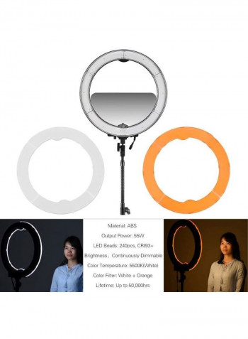 14-Piece LED Video Ring Light Set Silver/White/Orange