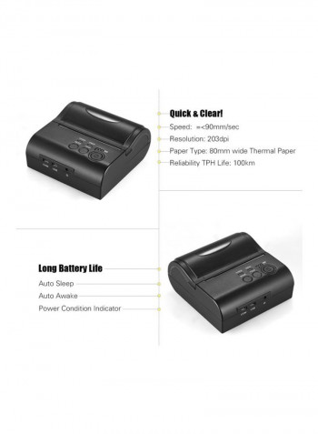 Wireless USB Thermal Printer Black