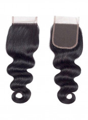 Brazilian Body Wave Virgin Human Hair Lace Closure Natural Black 16inch
