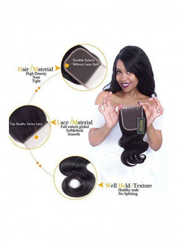 Brazilian Body Wave Virgin Human Hair Lace Closure Natural Black 16inch