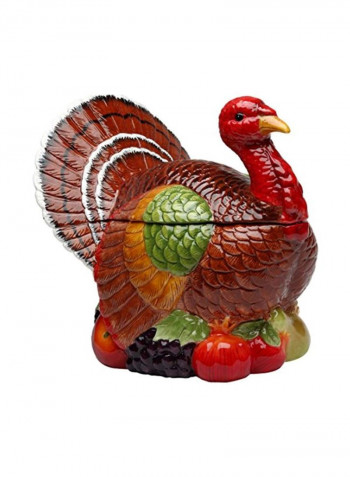 Turkey Design Ceramic Cookie Jar Red/Brown/Green 10.3775inch
