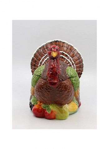 Turkey Design Ceramic Cookie Jar Red/Brown/Green 10.3775inch