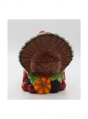 Turkey Design Ceramic Cookie Jar Red/Brown/Green 10.3775inch