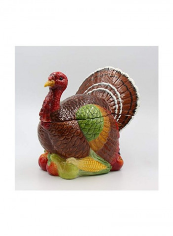 Turkey Design Ceramic Cookie Jar Red/Brown/Green 10.3775inch