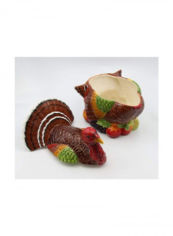 Turkey Design Ceramic Cookie Jar Red/Brown/Green 10.3775inch