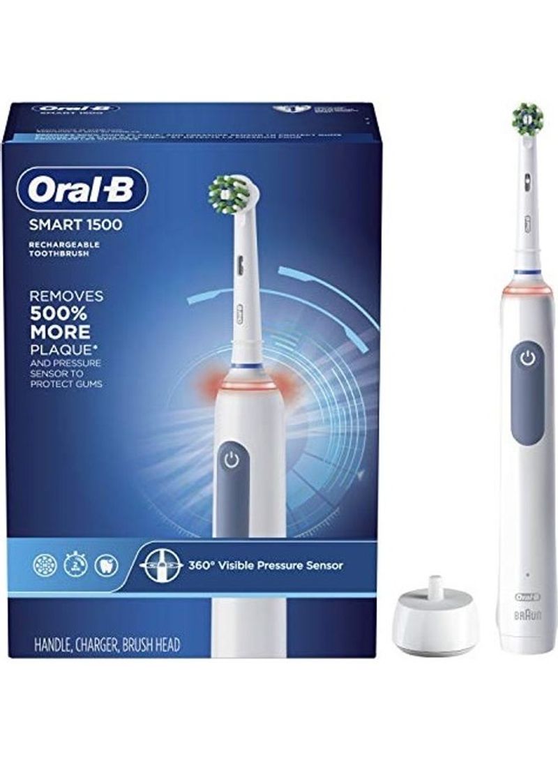 1500 Electric Power Toothbrush with Charger White