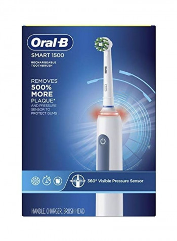1500 Electric Power Toothbrush with Charger White
