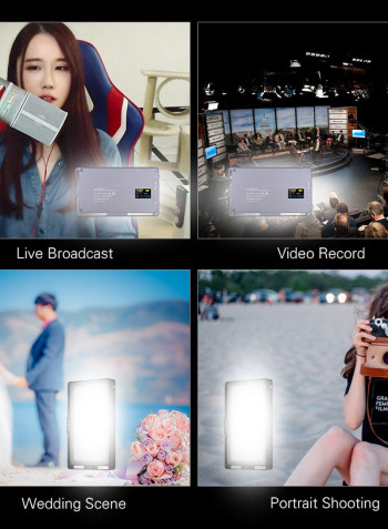 Portable RGB LED Video Light Panel with OLED Screen Black