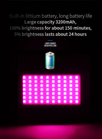 Portable RGB LED Video Light Panel with OLED Screen Black