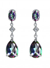 925 Sterling Silver Topaz Studded Teardrop Earrings