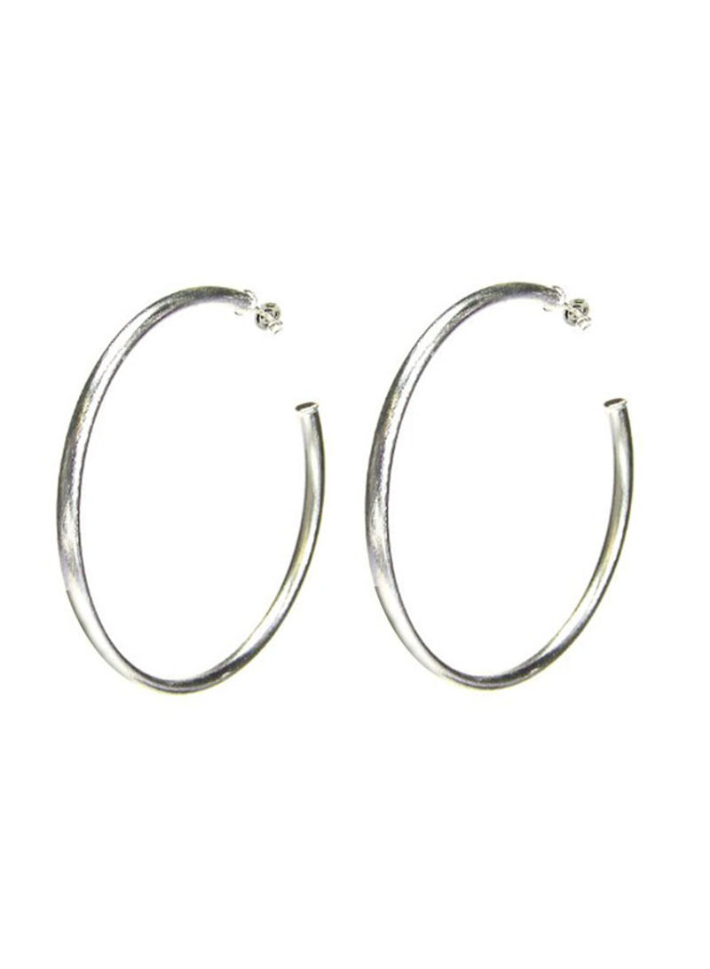 Silver Plated Tubular Hoop Earrings