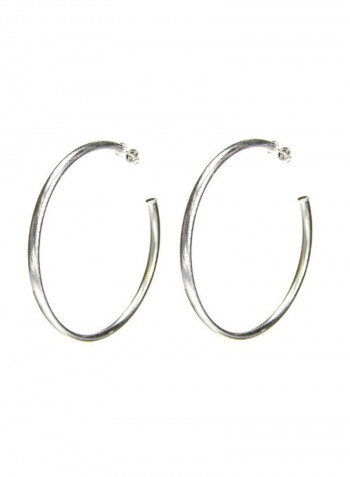 Silver Plated Tubular Hoop Earrings