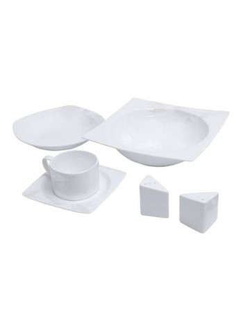 39-Piece Bone China Square Dinner Set White Oval Plate 1x14, Dinner Plate 6x10.5, Dessert Plate 6x8 , Soup Plate6x8 ,Salad Bowl 1x9inch