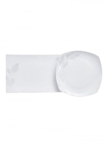 39-Piece Bone China Square Dinner Set White Oval Plate 1x14, Dinner Plate 6x10.5, Dessert Plate 6x8 , Soup Plate6x8 ,Salad Bowl 1x9inch