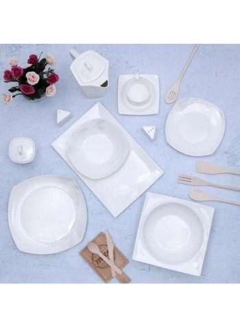 39-Piece Bone China Square Dinner Set White Oval Plate 1x14, Dinner Plate 6x10.5, Dessert Plate 6x8 , Soup Plate6x8 ,Salad Bowl 1x9inch