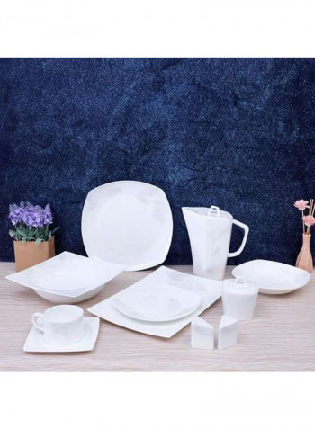 39-Piece Bone China Square Dinner Set White Oval Plate 1x14, Dinner Plate 6x10.5, Dessert Plate 6x8 , Soup Plate6x8 ,Salad Bowl 1x9inch