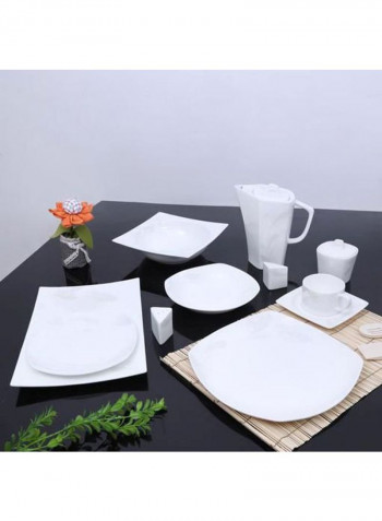 39-Piece Bone China Square Dinner Set White Oval Plate 1x14, Dinner Plate 6x10.5, Dessert Plate 6x8 , Soup Plate6x8 ,Salad Bowl 1x9inch