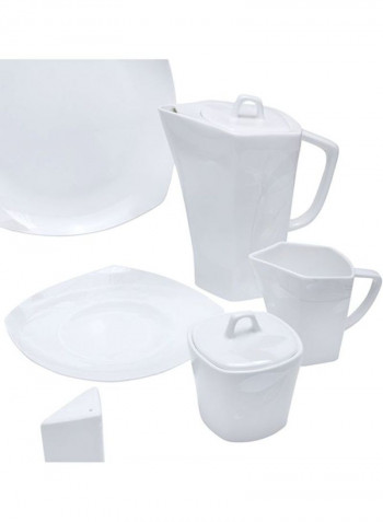 39-Piece Bone China Square Dinner Set White Oval Plate 1x14, Dinner Plate 6x10.5, Dessert Plate 6x8 , Soup Plate6x8 ,Salad Bowl 1x9inch