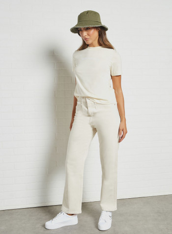 High Rise Straight Ankle Jeans White