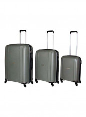 Unbreakable Sleek Hardside 3 Piece Luggage Trolley Set Graphite/Silver/Black