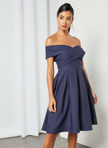 Off-Shoulder Dress Navy