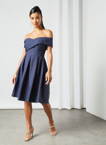 Off-Shoulder Dress Navy