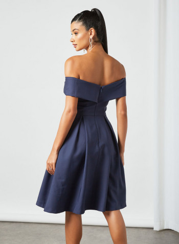 Off-Shoulder Dress Navy
