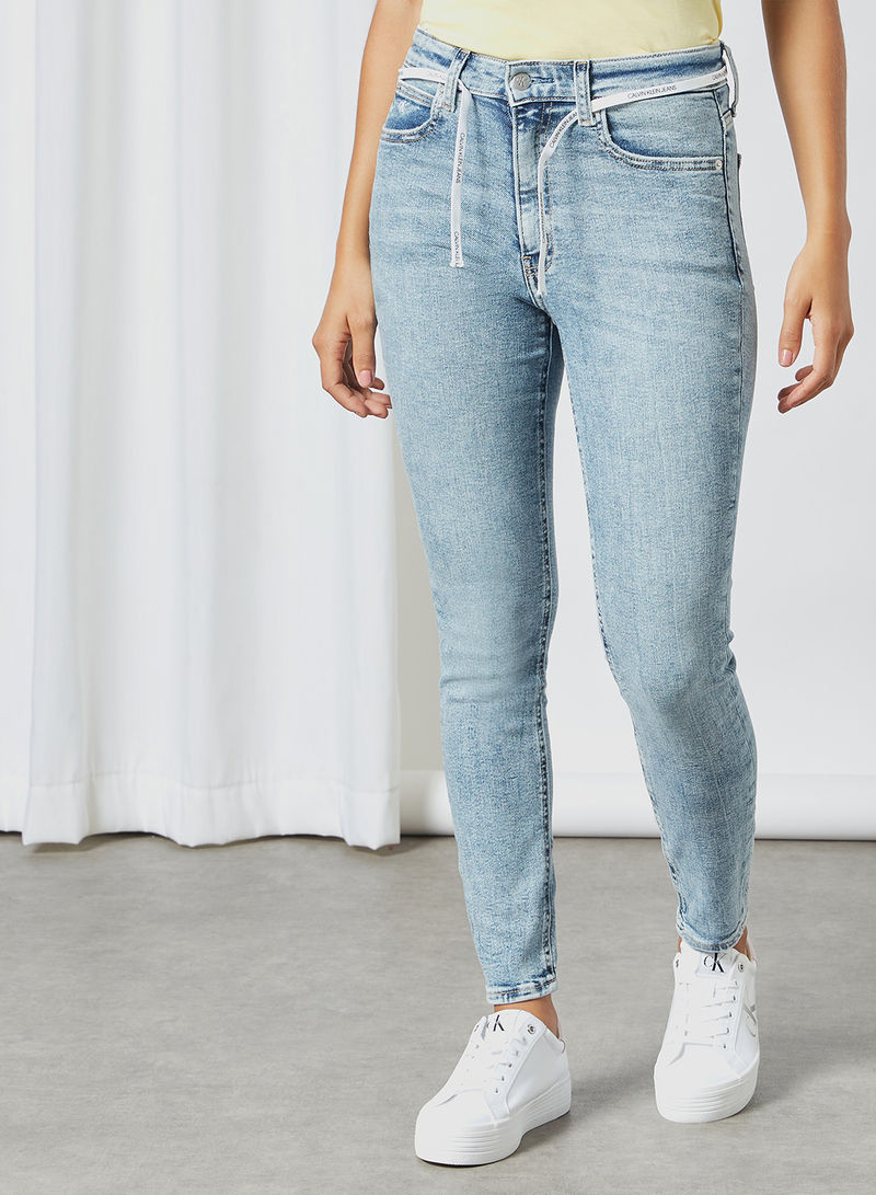 High Rise Skinny Ankle Jeans Light Blue